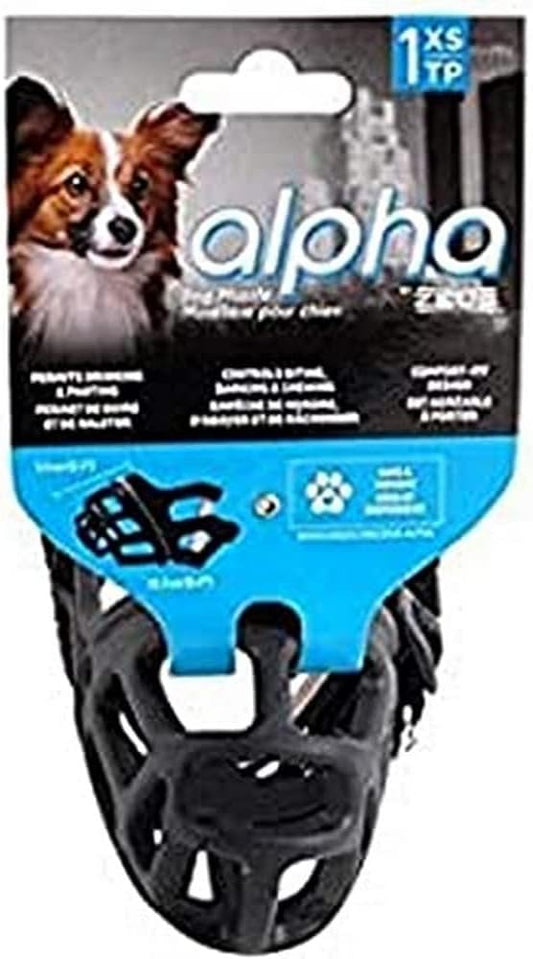 ZEUS Alpha TPR Muzzle for X-Small Dogs, Comfort Fit Design Prevents Biting, Barking and Chewing, Black