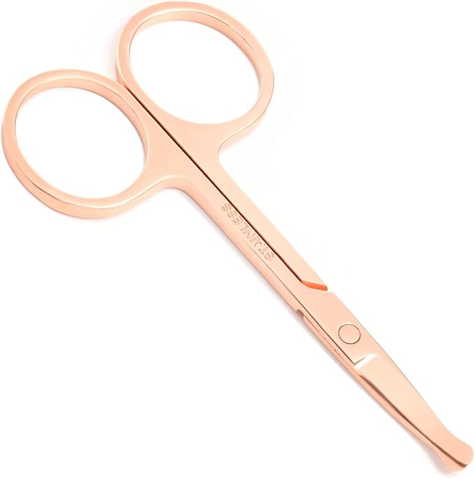 3.5 Inch Silent Pet Grooming Tiny Safety Scissors for Cats & Dogs - Quiet Alternative to Electric Clippers for Sensitive Pets (Pack Of 2 Rose Gold-Curved+Straight)