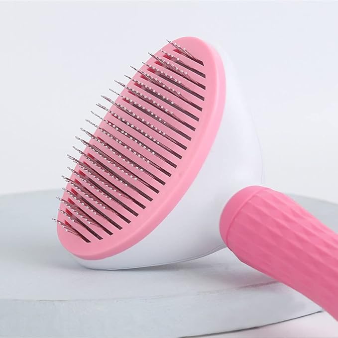 Self-Cleaning Slicker Brush Comb - Best Pet Cat Dog Grooming Long Short Hair - Shedding Loose Undercoat Tangled Haired Removes Tool - Pink