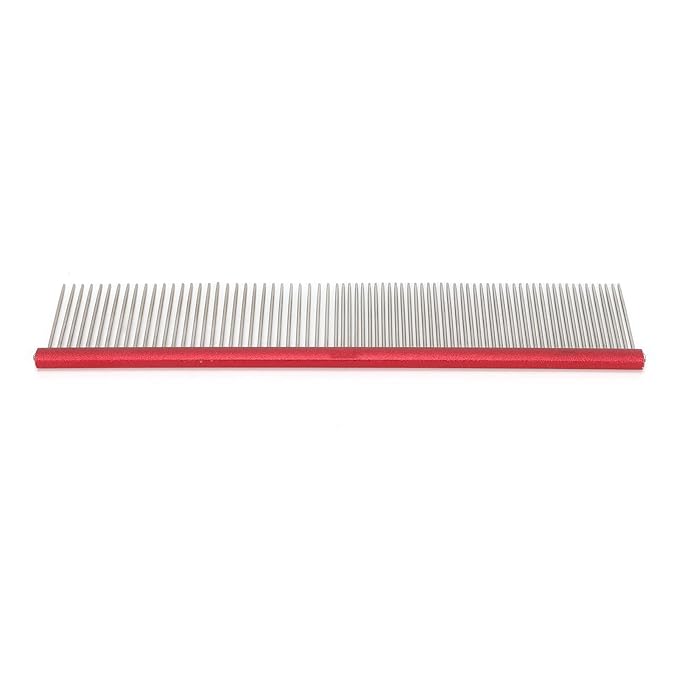 VINGVO Greyhound Comb for Dogs, Metal Dog Comb with Rounded Ends, 16cm/6.3in, Red