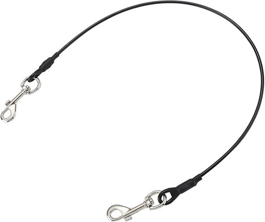 Dog Car Seat Belt, Stainless Steel Cable Chew Proof Pet Car Seat Belt Safety Restraint Tether Puppy Vehicle Seat Belt Double Clip Chew Proof Dog Car Leash Lead(24 inch)