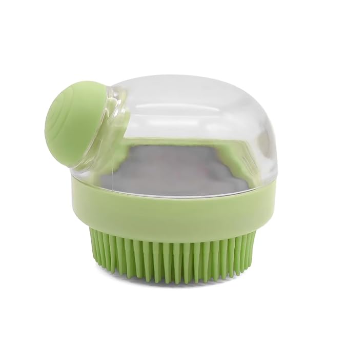 Pet Bath Brush with Soap Dispenser.Dog Bath Brush. Pet Bathing Brush.Cat and Dog Bath Special Silicone Bath Brush, Suitable for Short and Long-Haired Dogs and Cats Shower (Green)