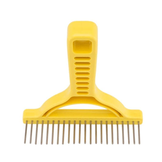 The Untangler Rakes for Grooming and Shedding -silky smooth rotating teeth to easily collect loose hair (Yellow, Extra-Long)
