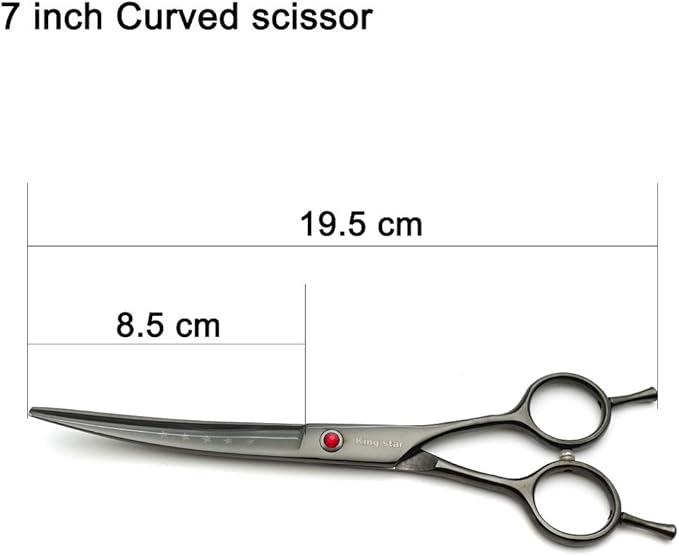 Kingstar 7.0in Professional Pet Grooming Scissors Set,Straight & Thinning & Curved Scissors 3pcs Set with Comb for Dog Grooming,A419 (Black-Grey)