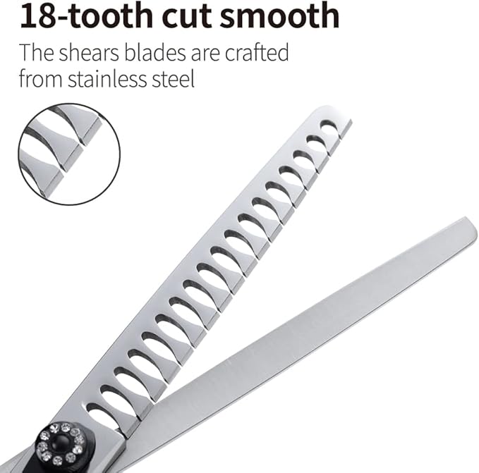 Fenice Peak 7.5'' Dog Chunker Scissors For Grooming 440C Stainless Steel Black Non-Slip Handle Sharp Blades Professional Pet Trimming Scissors for Cats Thinning Rate 75%