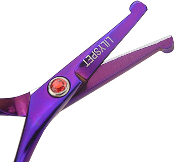 LILYS PET 5.0" Right-Handed Round-Tip Pet Grooming Scissors, Stainless Steel Small Ball Tip for Nose, Ear, Face, Paw Hair for Dogs and Cats