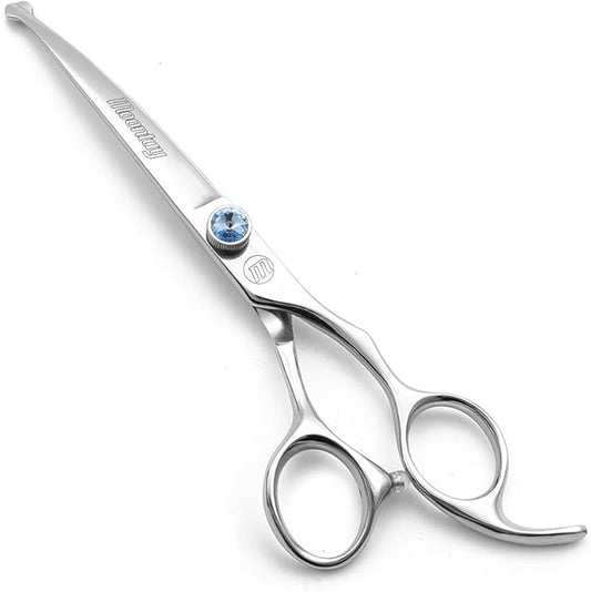 Moontay Professional Dog Grooming Straight, Curved, Thinning/Blending/Chunking Scissors Kit, JP-440C Stainless Steel Pet Cat Hair Cutting/Trimming Shears, Silver