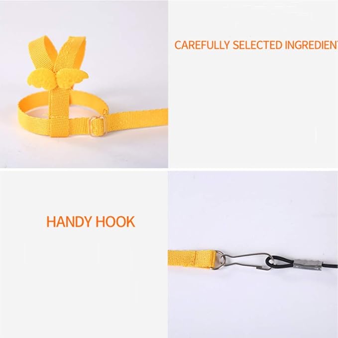 TBWHL Adjustable Parrot Bird Harness Leash Set Anti-bite Training Harness for Parrots Outdoor Flying Rope for Pigeon Grey Parrot Midsize Sulphur-Crested Cockatoo L (Yellow)