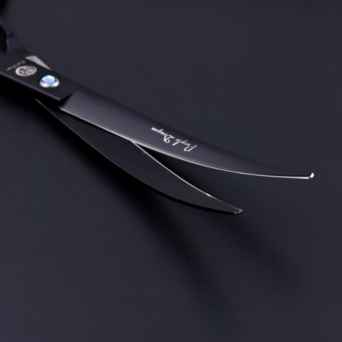 Purple Dragon 8.0 inch Professional Dog Grooming Hair Cutting Scissor &Curved Scissor&Chunker Shear Kit with Bag - for Pet Groomer or Family DIY Pet Use