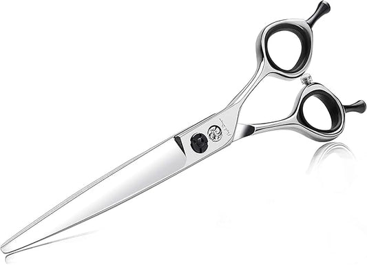Purple Dragon Dog Scissors 7 Inch Straight Shears for Dogs and Cats Japanese Steel 440C Professional Right-Handed Dog Hair Scissors for Dog Hairdresser and Beginners