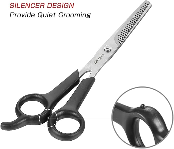 Professional Pets Grooming Scissors Set Stainless Steel Dog Eye scissors Thinning Shears for Dogs and Cats, Home pet grooming Tool kit 5 Ink