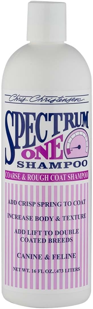 Chris Christensen Spectrum One Dog Shampoo, Coarse and Rough Coat, Groom Like a Professional, Maintain Crisp Texture, Will Not Dry Out Coat or Skin, Made in The USA, 16 oz