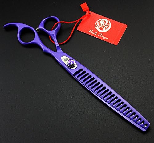 Purple Dragon 8.0 inch Professional Pet Grooming Scissors - Dog Chunker Shears - Adult Animal Thinning Hair Shears for Pet Groomer or Family DIY (Purple)