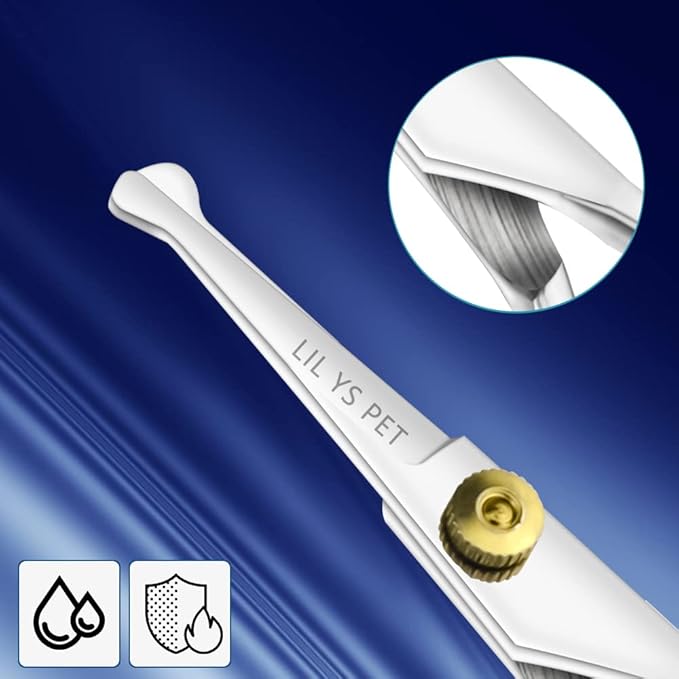 LILYS PET 5.0" Right-Handed Round-Tip Pet Grooming Scissors, Stainless Steel Small Ball Tip for Nose, Ear, Face, Paw Hair for Dogs and Cats