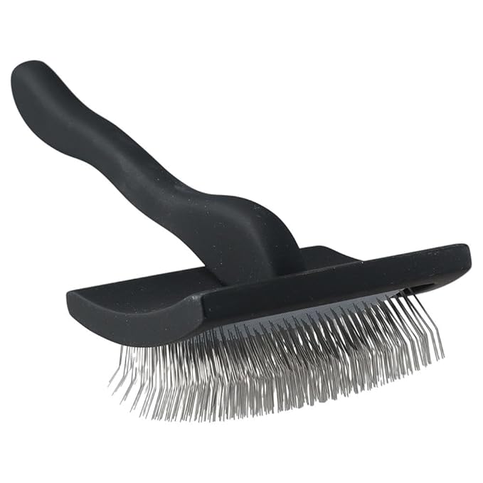 Slicker Brush, Long Pin Brush, Pet Comb, Dematting Tool with Stainless Steel Pins, Large(Black or Purple)(Black)