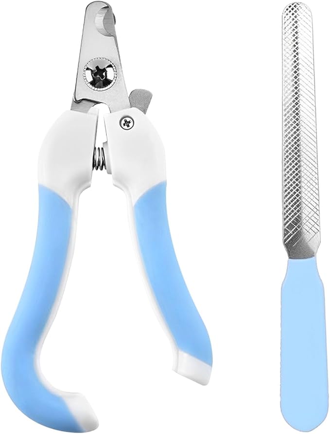 Zoocozy Pet Nail Clippers and File Set - Professional Dog &Cat Nail Trimmer with Safety Guard, for Small Pets Puppies, Kittens, Rabbits with Nail File for Daily Grooming (Blue)