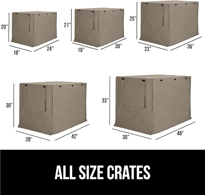 GORILLA GRIP Dog Crate Covers Compatible with Amazon Basics Dog Crates, All Sides Open, Privacy Cover Fits 48" Wire Kennel, Breathable Mesh Windows, Light Reducing Puppy Training Cage Topper, Taupe