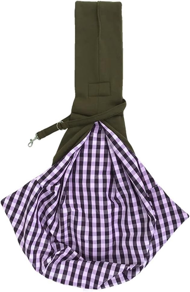 Leconpet Dog Sling Carrier Shoulder Bag for Pets with Mobile Phone Pocket Safety Buckle Security Lock, Suitable for Puppy, Small Dogs, and Cats for Outdoor Travel (Olive Green)