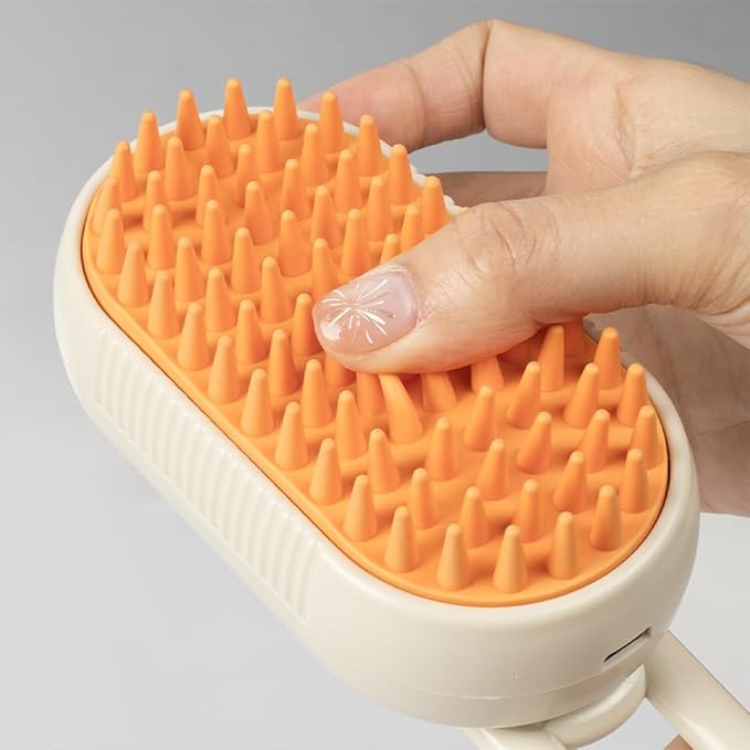 | Pet Steam Mist Brush | Grooming Spray Brush for Dogs, Cats, and More! | Brush for Massage | Hair Brush for Removing Tangled and Loose Hair (White)