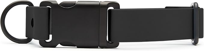 FABLE Signature Collar - Lightweight, Waterproof, & Durable Dog Collar - Coated Webbing Collar with Aluminum Buckle - Easy On/Off & Re-Sizing - Easy to Clean - Black - Medium