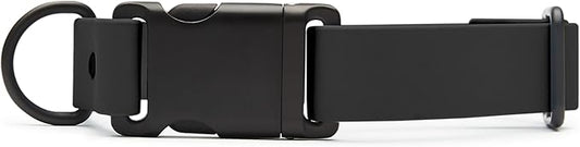 FABLE Signature Collar - Lightweight, Waterproof, & Durable Dog Collar - Coated Webbing Collar with Aluminum Buckle - Easy On/Off & Re-Sizing - Easy to Clean - Black - Medium