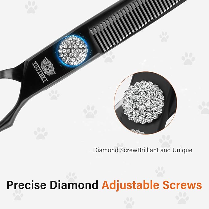 7” Dog Grooming Thinning Scissors – Professional Pet Shears for Dogs & Cats, Sharp 440C Stainless Steel Blades, Precise Texturizing & Blending for Groomers