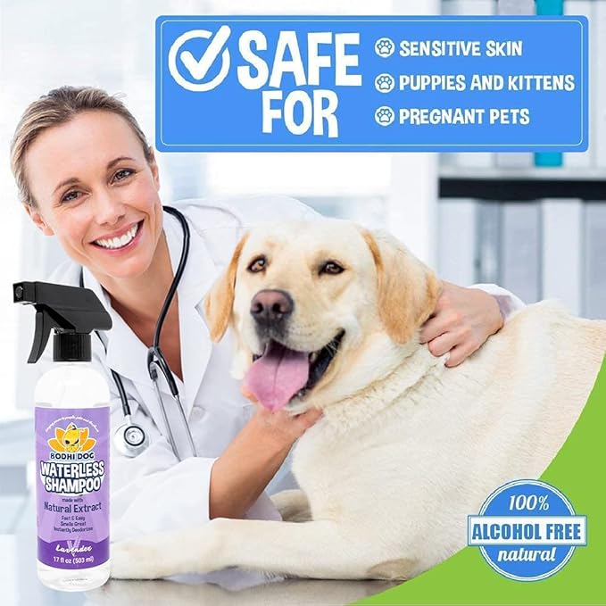 Bodhi Dog Waterless Shampoo - Natural Dry Shampoo for Dogs & Cats - Neutralizes Pet Odor - No Rinse Required - Made of Natural Extracts - Safe for Sensitive Skin - Made in USA - Lavender (17 Fl Oz)