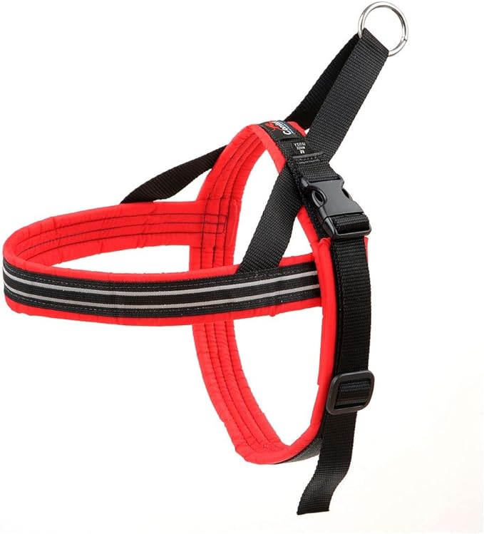 ComfortFlex Sport Harness - American Made No Pull Dog Harness for Small, Medium, Large Dogs - Lightweight, Padded, Reflective No Rub Harness for Walking, Running and Control - Medium/Large, Red