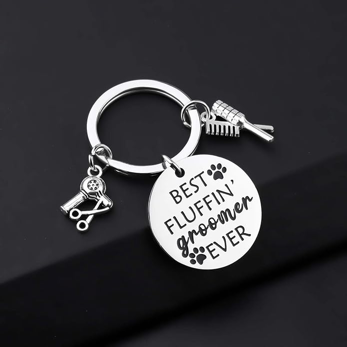Dog Groomer Jewelry Dog Groomer Gift Dog Grooming Jewelry Pet Groomer Gift Best Fluffin' Groomer Ever Keychain