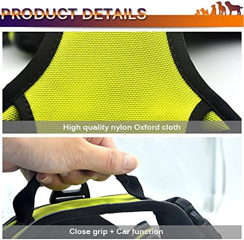 OLizee® New No Pull Dog Harness Outdoor Adventure Reflective Markings Pet Vest with Handle Adjustable Protective Nylon Walking Pet Harness Variety of Sizes and Colors,Green S