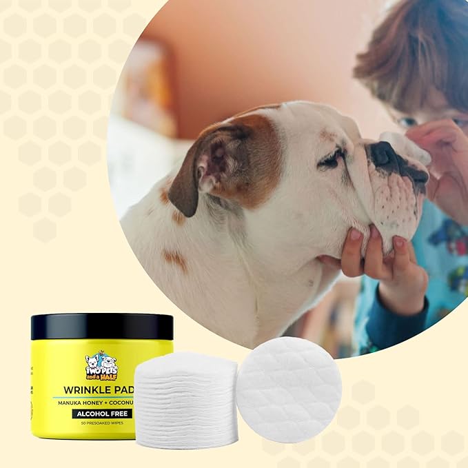 Wrinkle Wipes for French Bulldog, English Bulldog & Pug -100% Organic Extracts Dog Wrinkle Wipes to Soothe Wrinkles- Dog Face Wipes Cleaning Alcohol Free- Say Bye to Rash w/ Wrinkle Paste For Bulldogs