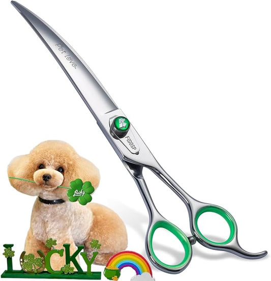 Professional Curved Dog Grooming Scissors 7.0 inch Downward Master Curved Grooming Shears for Dogs Pet Cat 30 Degree Japanese 440C Stainless Steel