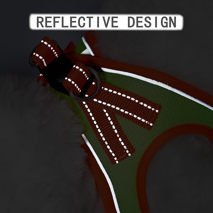 Soft Mesh Dog Harness and Leash Set, No-Chock Step-in Reflective Breathable Lightweight Easy Walk Escape Proof Vest Harnesses with Safety Buckle for Small Medium Dogs, Cats (Purple, Large)