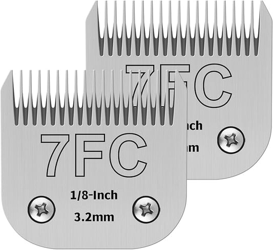 7FC Pet Dog Grooming Detachable Ceramic Blades,Compatible with Andis,Oster A5,Wahl KM10 Clippers,Cut Length 1/8"(3.2mm) -2 PCS