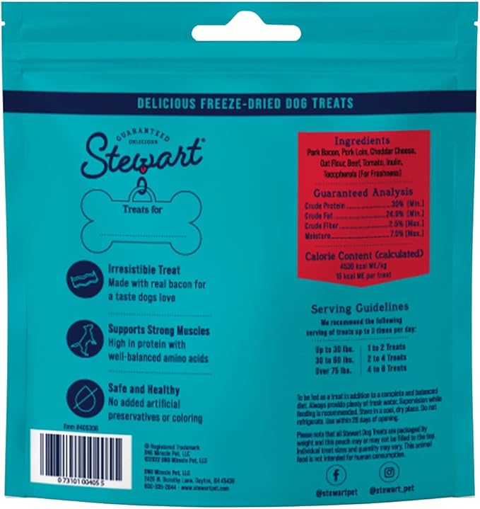 Stewart Freeze Dried Dog Treats, PuffPops, Bacon Lover’s Variety Pack (Bacon Cheeseburger, 2.8 oz. + Bacon & Cheese, 2.8 oz. + Bacon, Egg & Cheese, 2.8 oz.) Limited Ingredient Bacon Dog Treats