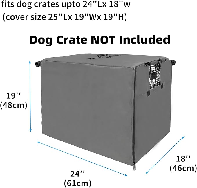 Small Dog Cage Cover 24 Inch Dog Crate Cover, Puppy Crate Covers Small Dog Kennel Cover for Wire Cage with1 2 3 Doors, Indoor Waterproof 600D Oxford Fabric Gray