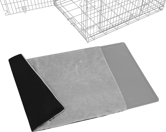 Explore Land Dog Crate Pan Cover with Softer Fluffy Top for 36 38 inch Dog Cage - Reversible Washable Liner for Dog Crate Tray