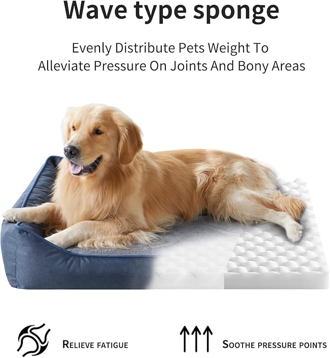 Orthopedic Dog Beds for Medium Large Dogs, Durable Egg Crate Foam Sofa Dog Bed wit Washable Removable Cover,Waterproof Lining and Nonskid Bottom,Pet Bed for Large Dogs (Peacock Blue, Medium)