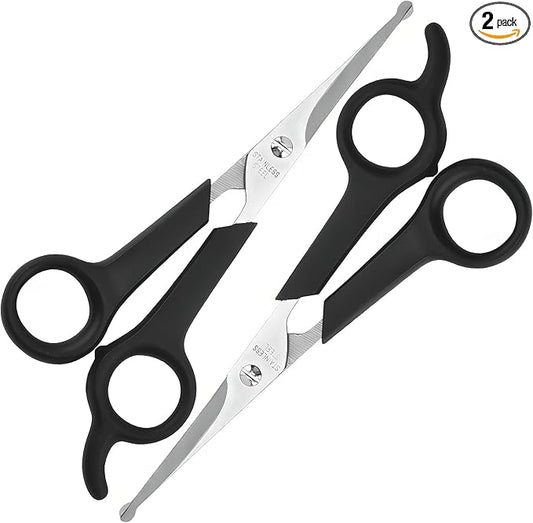 Pet Grooming Scissors Set for Body & Facial Trimming, Durable Stainless Steel Blades with Rounded Tips, Lightweight Shears for Dogs & Cats, Suitable for All Hair Types
