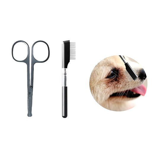 Dog Tear Stain Remover Comb, Cleanser scissors remove Floating Hair，Dog Cat Grooming Comb Pet Tear Stain Remover Combs Fine Tooth Grooming Removal Tool (Black)