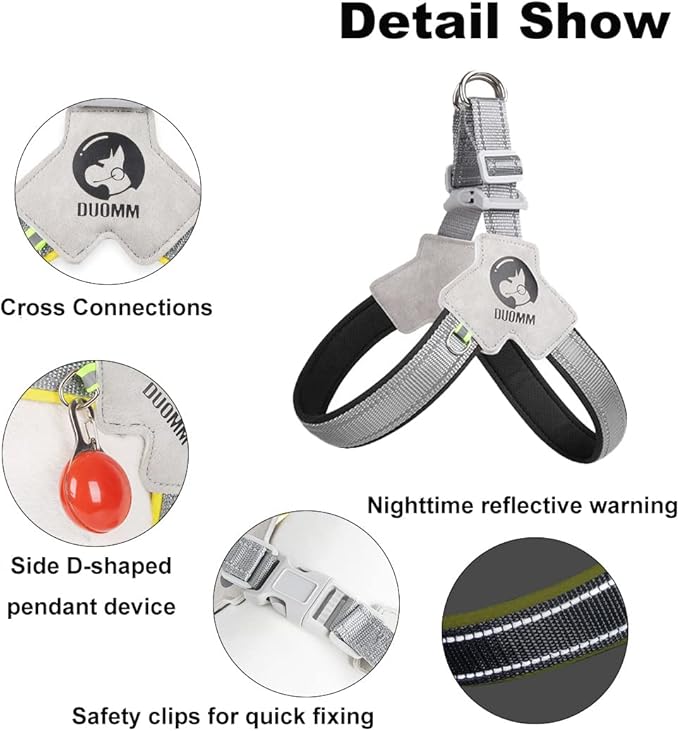 Dog Harness Y-Shaped Harness Breathable Heat Dissipation Easy to Wear Night Reflective Signs for Small and Large Dogs to Wear (Black,M Bust 18in-22in)