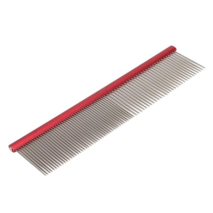 VINGVO Greyhound Comb for Dogs, Metal Dog Comb with Rounded Ends, 16cm/6.3in, Red