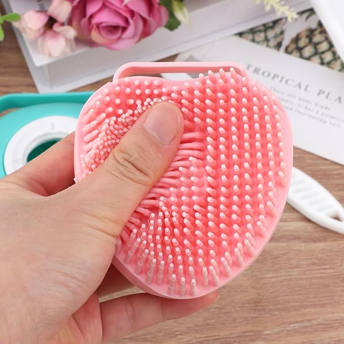 iayokocc 2Pcs Dog Cat Bath Brush Soft Silicone Dog/Puppy Massage Brush Hair Fur Grooming Cleaning Brush with Shampoo Dispenser,for Long Short Haired Pets,with 2Pcs Pet Flea Comb.