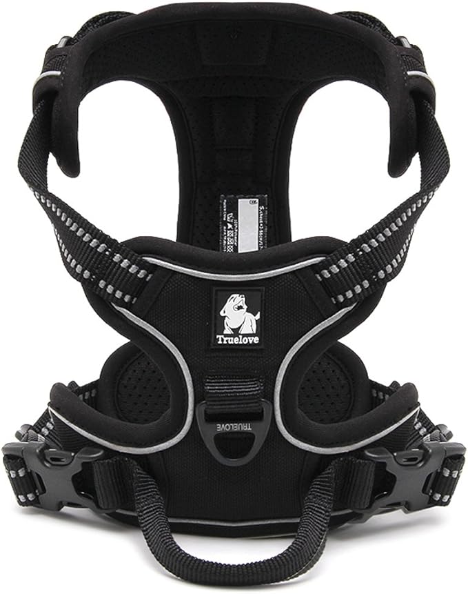 OLizee® New No Pull Dog Harness Outdoor Adventure Reflective Markings Pet Vest with Handle Adjustable Protective Nylon Walking Pet Harness Variety of Sizes and Colors,Black XL