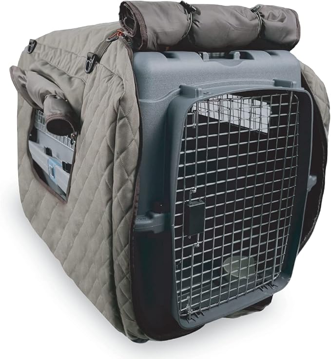 Black Sierra Insulated Large Dog Kennel Cover- 38 Inch, Ventilated, Weather Resistant- Large Crate Cover with Handles for Camping, Travel