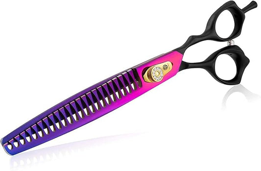 Professional 7.0/8.0 inch Pet Grooming Hair Cutting Scissors and 6.75/8.0 inch Dog Chunker Shear - Japan 440C Stainless Steel for Pet Groomer or Family DIY Use (8 inch Chunker Scissor)