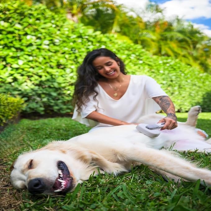 Bark&Bliss Self Cleaning Slicker Brush – Skin-Friendly Deshedding Grooming Tool for Dogs & Cats, Suitable for Shedding & Long-Haired Pets, Puppy Brush, Pet Grooming Brush, Cat Brush for Shedding