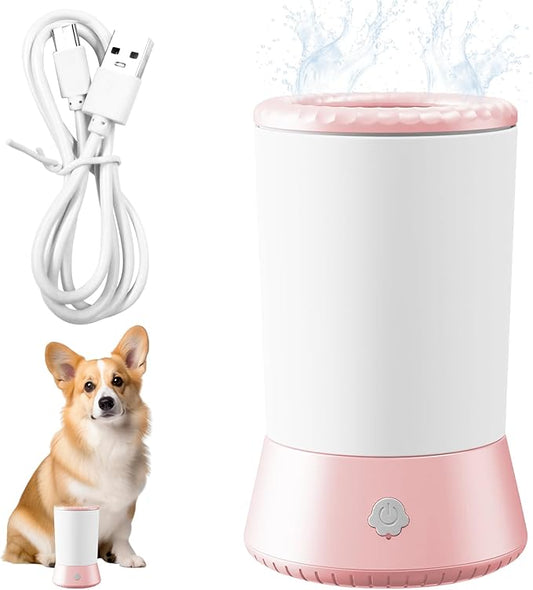 Mesen Automatic Pet Paw Cleaner, Portable Dog Foot Cleaning Machine USB Rechargeable, Dog Paw Washer Cup with Soft Silicone Brush, Automatic Foot Cleaning Machine for Small to Medium Dogs
