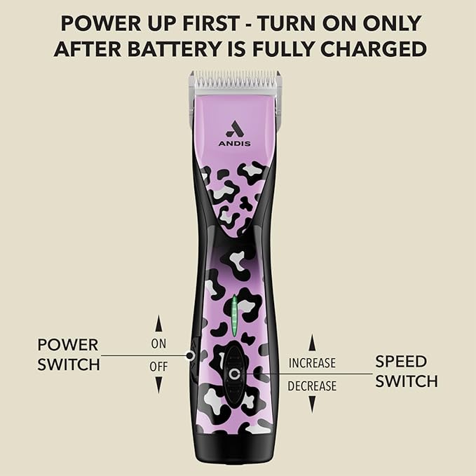 Andis 561458 Pulse Zr II Gabriel Feitosa Edition 5-Speed Detachable Blade Clipper, Cordless Animal/Dog Grooming, Removable Lithium Ion Battery, LED Charge Light, Wild Colorway