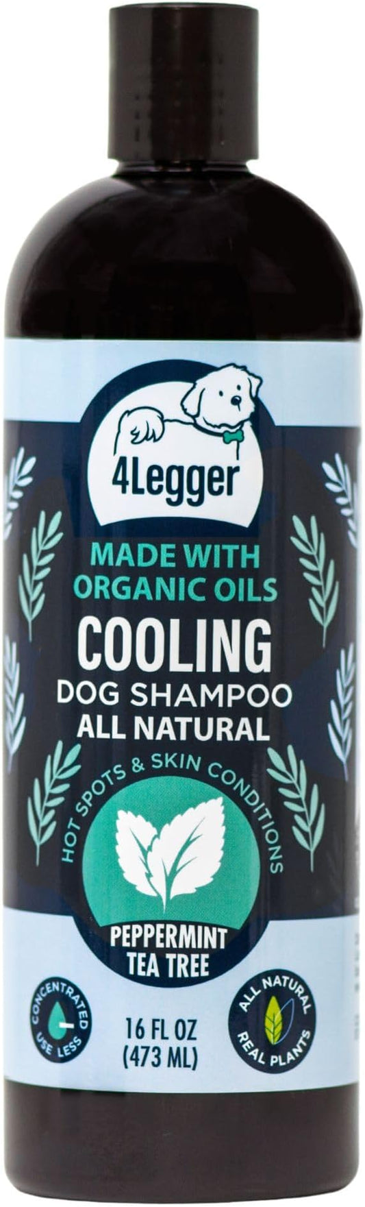 Organic Dog Shampoo, Cooling Peppermint Tea Tree Dog Shampoo for Skin Conditions and Hot Spot - 16 oz